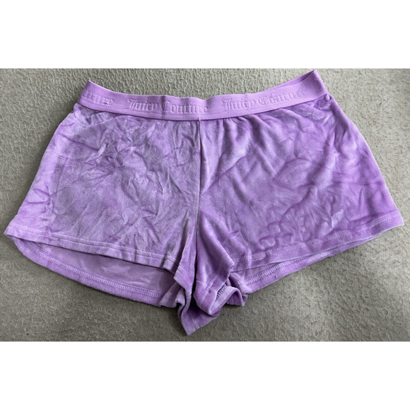 Juicy Couture Lilac Velour Sleep Shorts Sz M Bling Rhinestone Soft Pajama Short - Picture 2 of 7